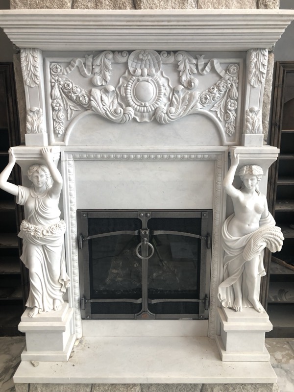 Marble mantle and hearth